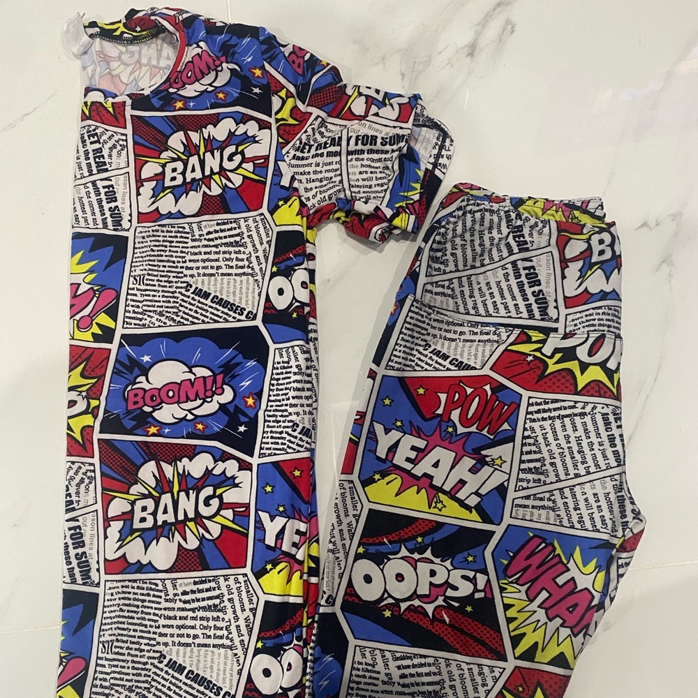 Comic Book Print Matching Shorts Set